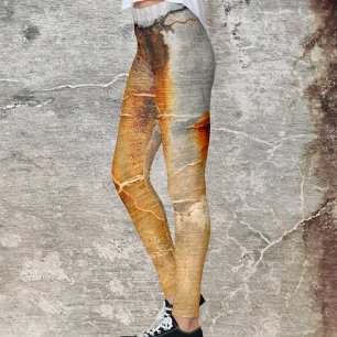 Leggings Abstratas Cinza e Laranja Enferrujado