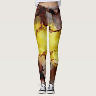Leggings Abstrato amarelas e castanhas