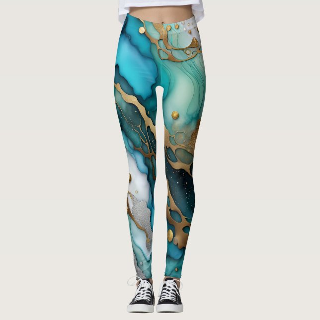 Leggings abstrato Art - Elegante Marble Impressão  (Frente)