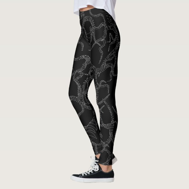 Leggings abstrato Black Silver Tree (Esquerda)