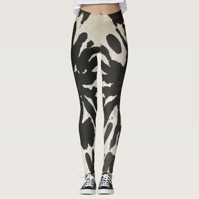 Leggings Abstrato brancas pretas modernas (Frente)