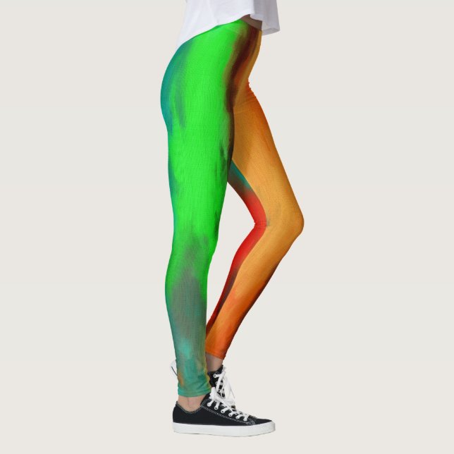 Leggings Abstrato cor de laranja verde (Direita)