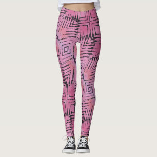 Leggings Abstrato cor-de-rosa e preto
