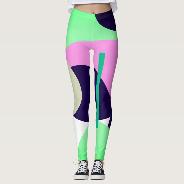 Leggings Abstrato de arte focadas em Pastel Turquo (Frente)