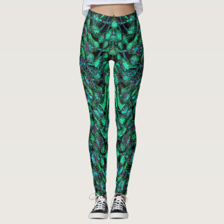 Leggings abstrato de arte verdes