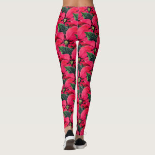 Leggings Abstrato de Artsy Diversão de Poinsettia