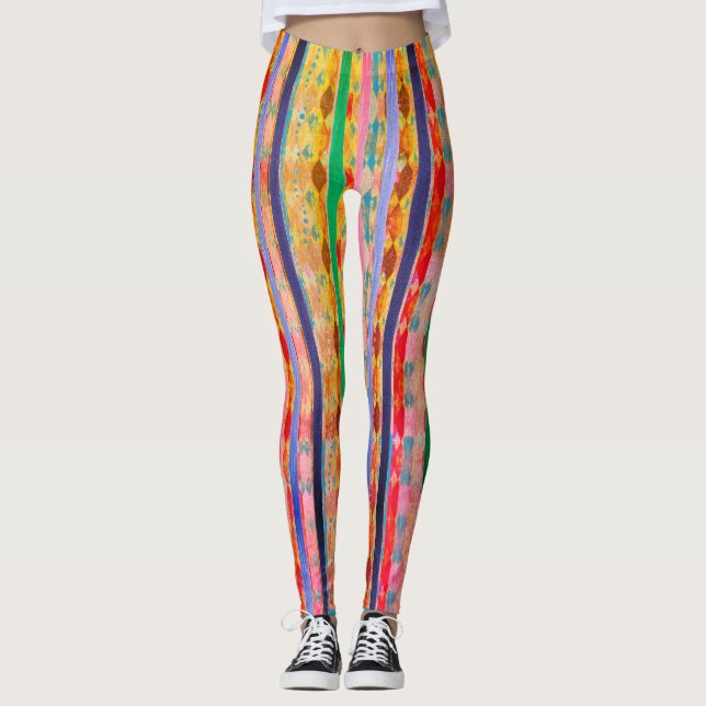 Leggings Abstrato de cor de faixa (Frente)
