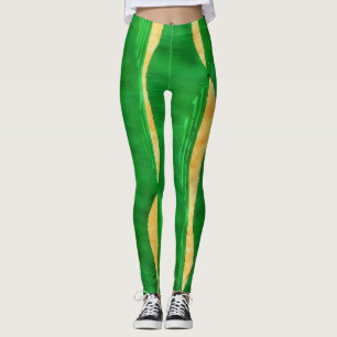 Leggings Abstrato de Cordas Amarelas Verdes