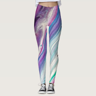 leggings abstrato de framboesa azul