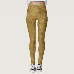 Leggings Abstrato Dourado e Anéis Concêntricos de