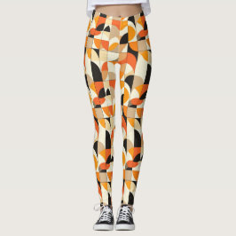 Leggings Abstrato geométricas de tons laranja
