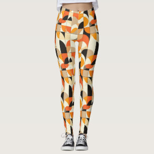Leggings Abstrato geométricas de tons laranja