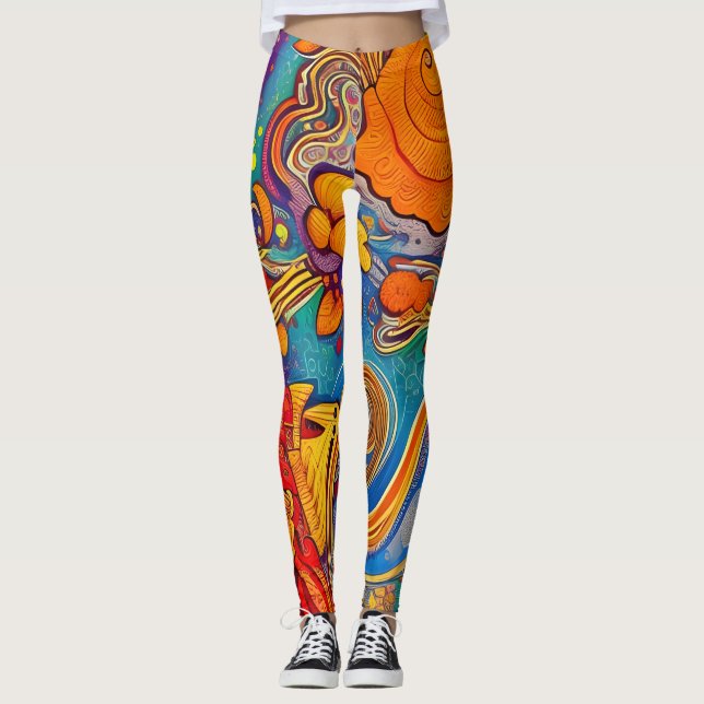 Leggings abstrato tradicionais bonitas (Frente)