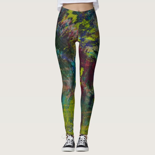 Leggings Abstrato verdes escuras (Frente)
