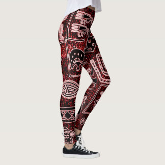 Leggings Africanas do Motif Vermelho-Preto-Branco