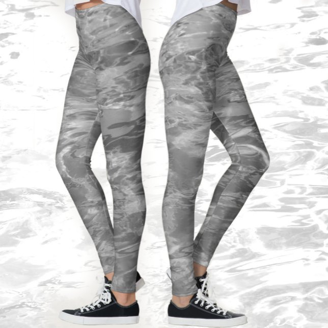 Leggings Água Cinza Monocromático (Criador carregado)