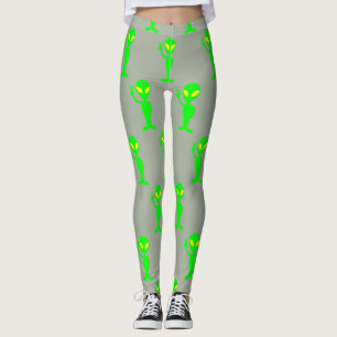 Leggings Alienígenas Cinza e Verde Lima