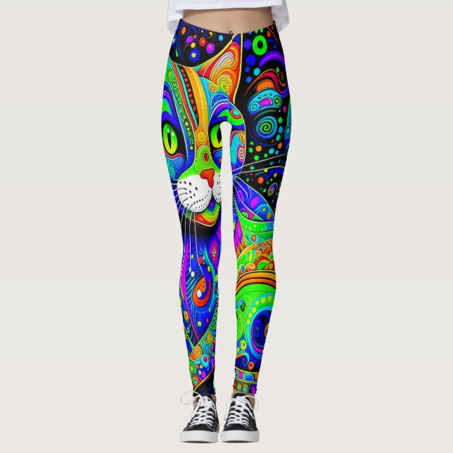 Leggings All-Over-Impressão da Artsy Haight-Ashbur (Frente)