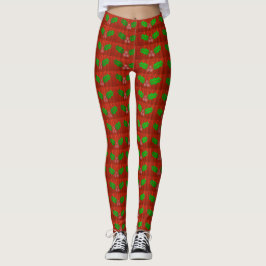Leggings All-Over-Impressão da Holly Berries de Na