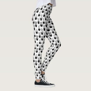 Leggings All-Over-Impressão de Arte de Linha Negra