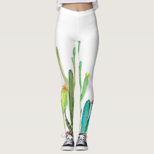 Leggings All-Over-Impressão do cacto de aquarela