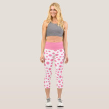 Leggings Alta e Isentas de Capri Bolinhas Rosa