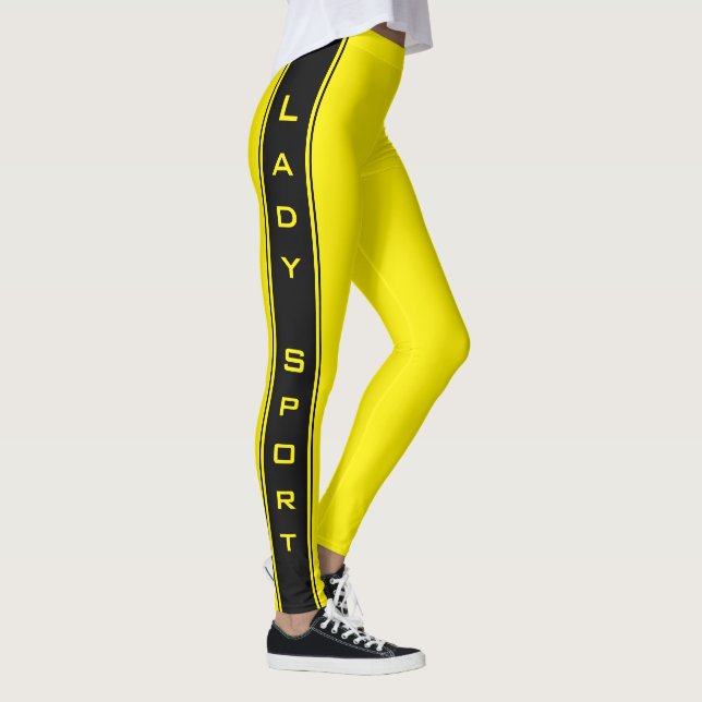 Leggings amareladas de faixa preta ou escolha core (Direita)