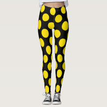 Leggings Amarelas com Bolinhas Pretas