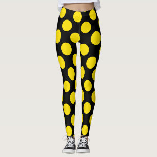 Leggings Amarelas com Bolinhas Pretas