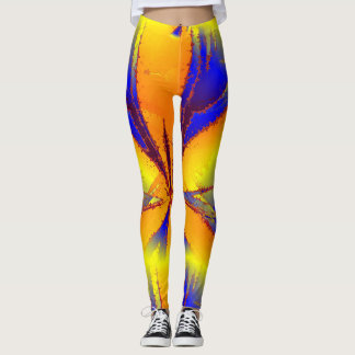 Leggings amarelas cor de laranja azul-energia