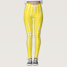 Leggings Amarelas e Brancas com Bolinhas