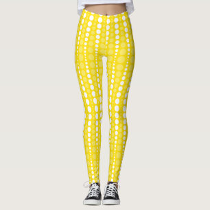 Leggings Amarelas e Brancas com Bolinhas