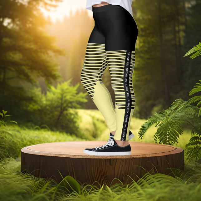 Leggings Amarelas Esportivas com Stripes - Sem Lim (Criador carregado)