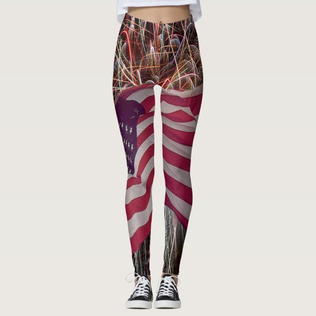 Leggings American Flag e Fireworks (Frente)