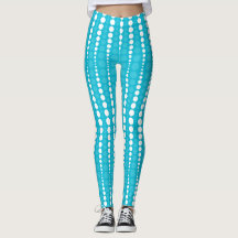 Leggings Aqua Azul e Branco com Bolinhas