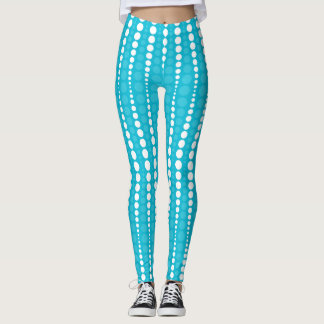 Leggings Aqua Azul e Branco com Bolinhas