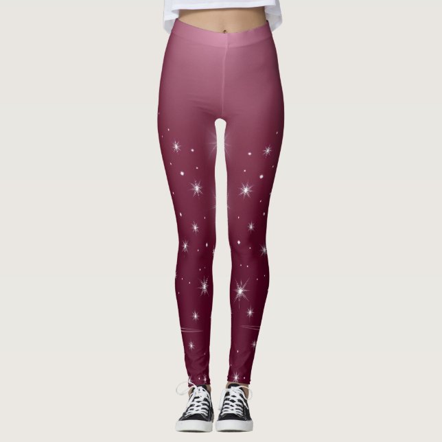 Leggings Artísticas Burgundy Galaxy Sparkle (Frente)
