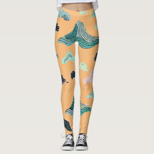 Leggings Artísticas de Blisas do Oceano - Na moda 