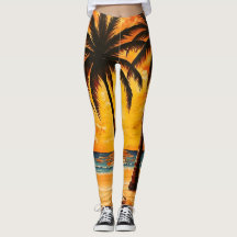 Leggings Ativas Paraíso Tropical Amarelo Marrom