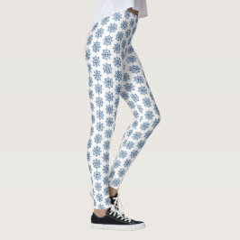 Leggings Azuis com Padrão de Xadrez de Floco de Ne