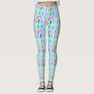 Leggings azuis de padrão de flutuação do sacudi