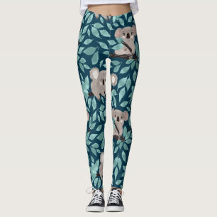 Leggings Azuis De Teal De Koala Bear