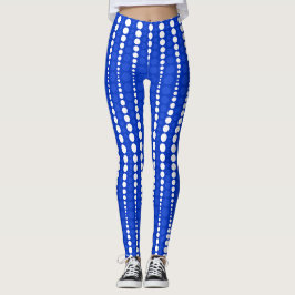 Leggings Azul Cobalto e Branco com Bolinhas