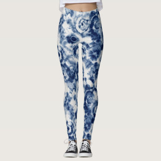 Leggings Azul com Tinta Tie Dye Espiral