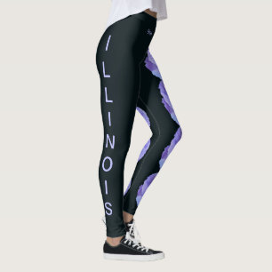 Leggings Azul-Flor do Estado Negro do Illinois