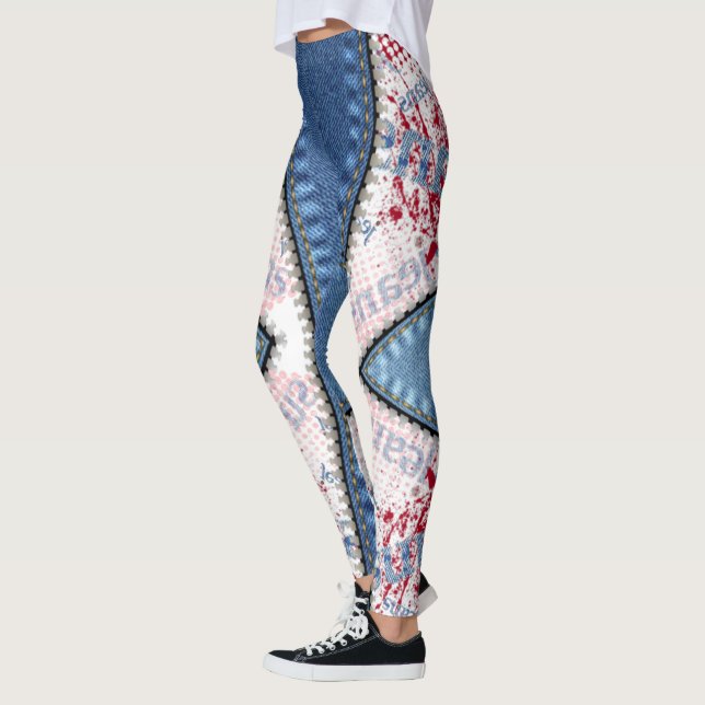 Leggings azul jeans con cortes (Esquerda)