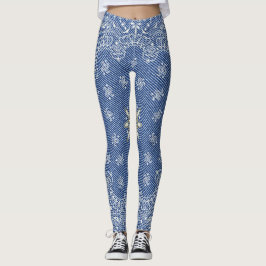 Leggings Azul Xadrez Lenço Plain Jane