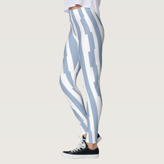 Leggings Bebê Azul e Branco Listrado (Esquerda)
