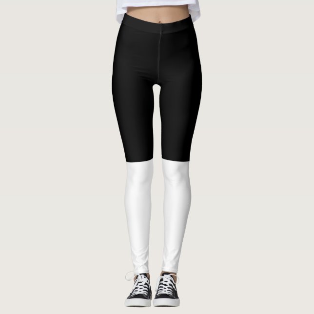 Leggings bicolor, negro y blanco (Frente)