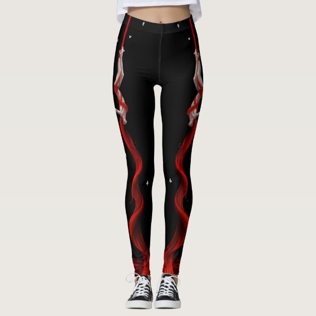 Leggings Black and Red Silks, Aerialista, (Frente)